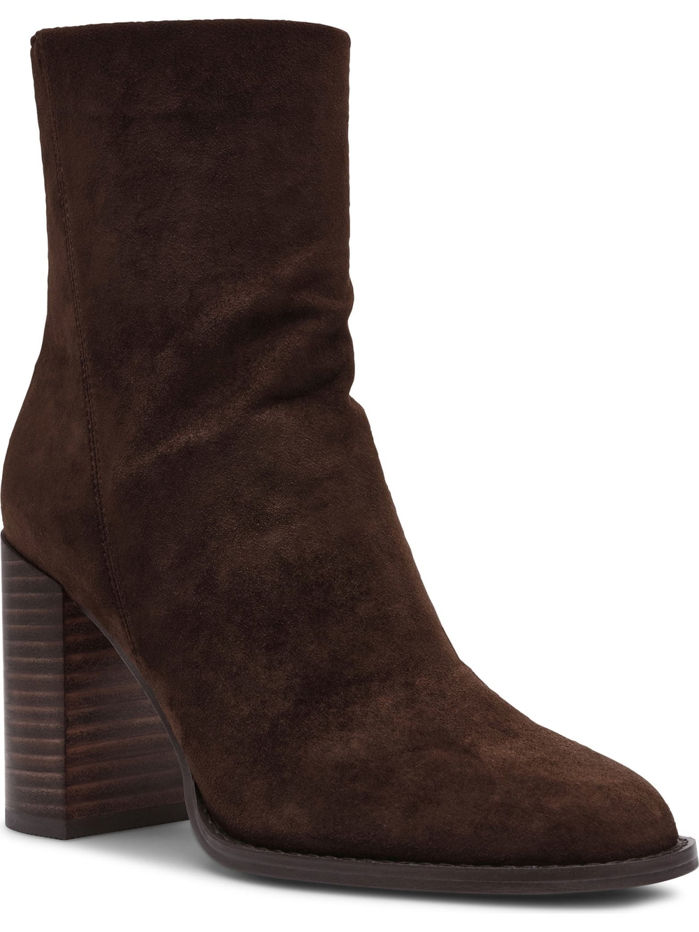 Steve Madden Dark Brown Suede Block Heel Ankle Boots